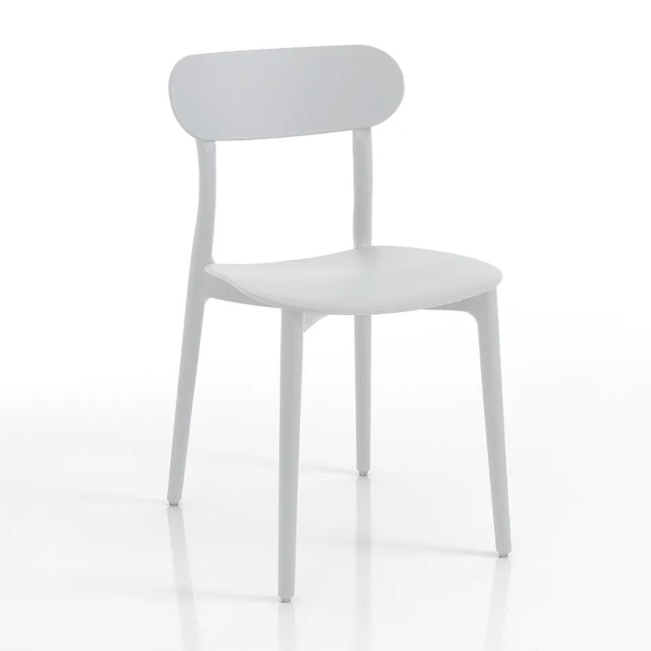 Kitchen Chair in White or Matt Gray Polypropylene 4 Pieces - Milan Viadurini