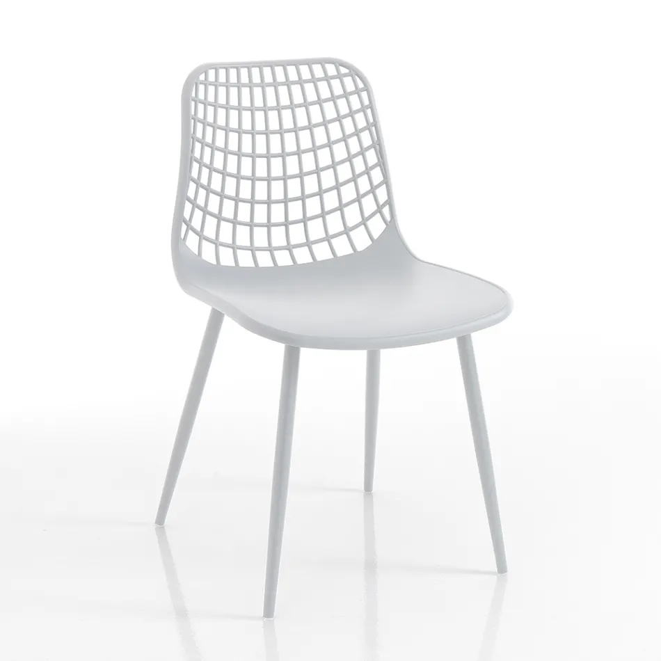 Kitchen Chair in Matt White Polypropylene and Steel 4 Pieces - Beyonce Viadurini