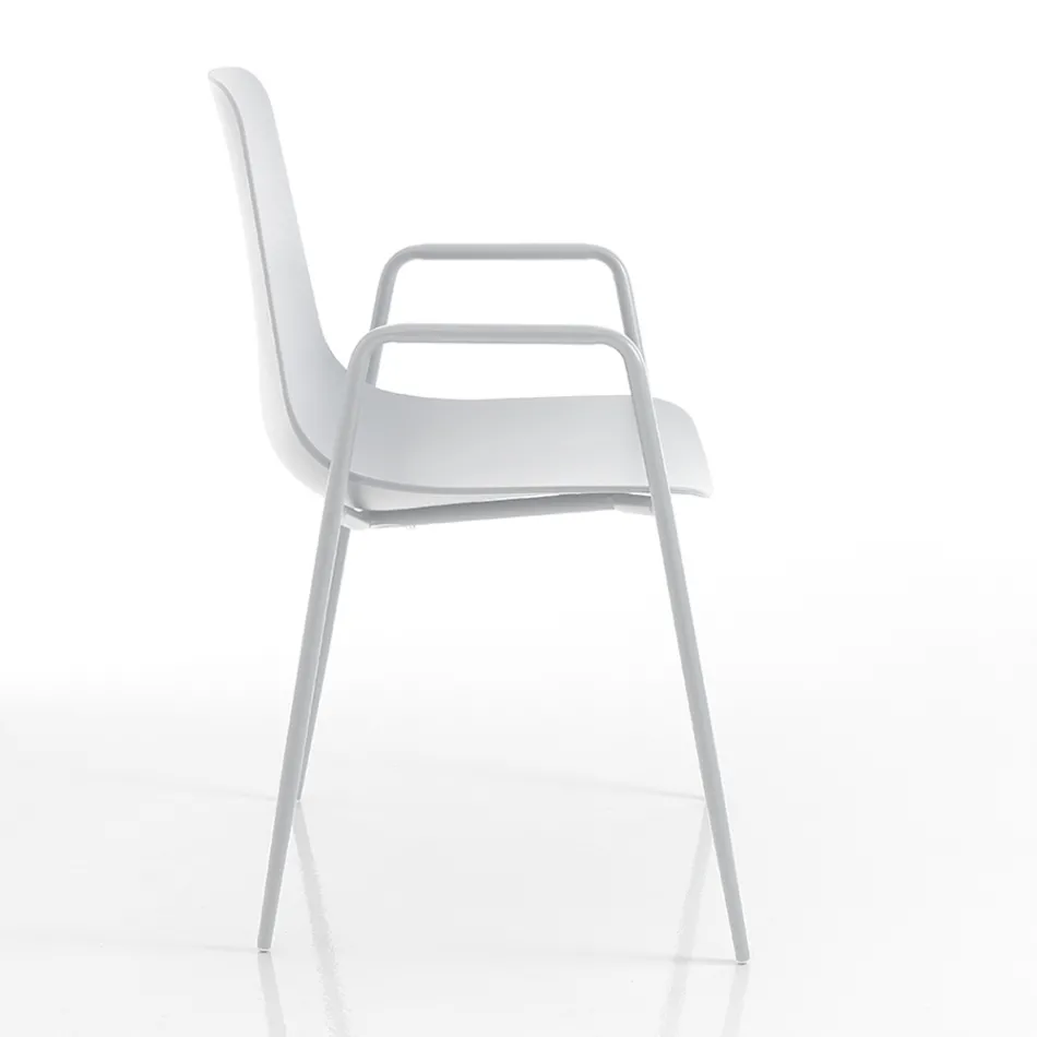 Polypropylene Kitchen Chair with Steel Legs 4 Pieces - Pinga Viadurini