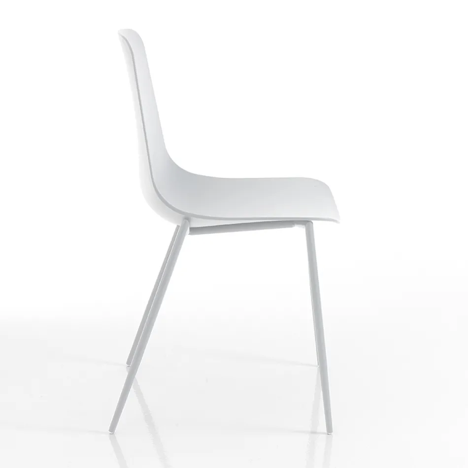 Polypropylene Kitchen Chair with Steel Legs 4 Pieces - Pinga Viadurini