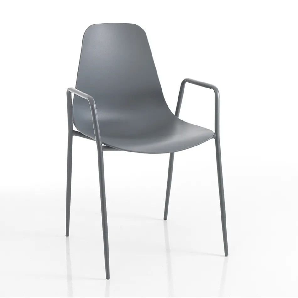 Kitchen Chair in Polypropylene with Steel Legs 4 Pieces - Pinga Viadurini