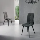 Fabric Kitchen Chair with 4 Piece Black Metal Base - Menegildo Viadurini