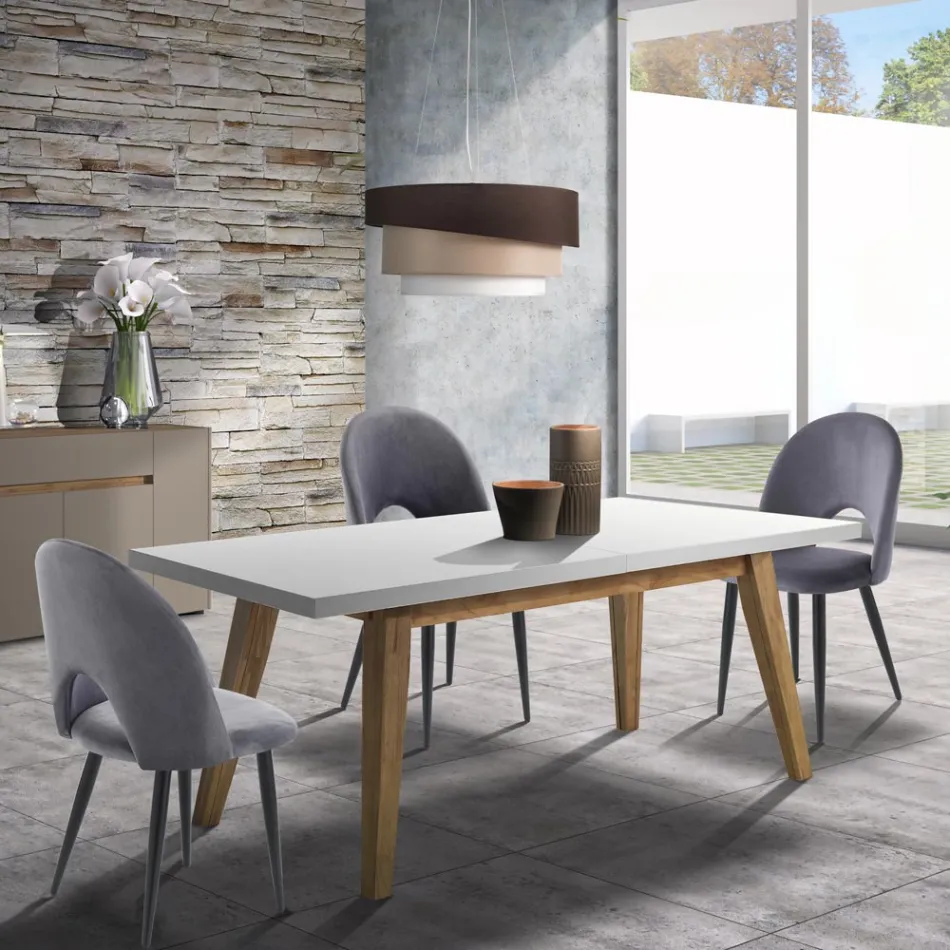 Kitchen Chair in Velvet Effect Fabric and Metal 4 Pieces - Renetta Viadurini