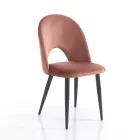 Kitchen Chair in Velvet Effect Fabric and Metal 4 Pieces - Renetta Viadurini