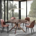 Kitchen Chair in Velvet Effect Fabric and Metal 4 Pieces - Renetta Viadurini