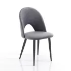 Kitchen Chair in Velvet Effect Fabric and Metal 4 Pieces - Renetta Viadurini