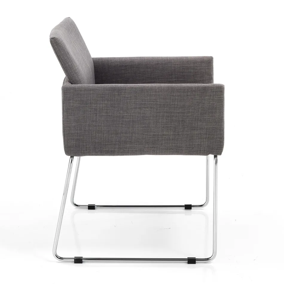 Kitchen Chair in Gray Fabric with Metal Base 2 Pieces - Shutter Viadurini