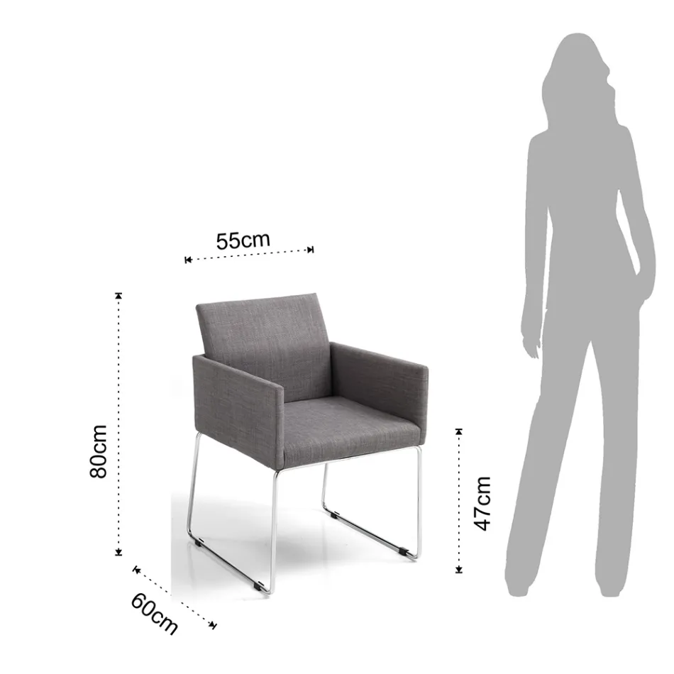 Kitchen Chair in Gray Fabric with Metal Base 2 Pieces - Shutter Viadurini