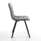 Kitchen Chair in Gray Fabric and Matt Black Steel 4 Pieces - Ventura Viadurini