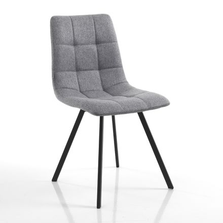 Kitchen Chair in Gray Fabric and Matt Black Steel 4 Pieces - Ventura Viadurini