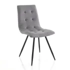Kitchen Chair in Gray Fabric and Matt Black Metal 2 Pieces - Scirocco Viadurini