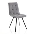 Kitchen Chair in Gray Fabric and Matt Black Metal 2 Pieces - Scirocco