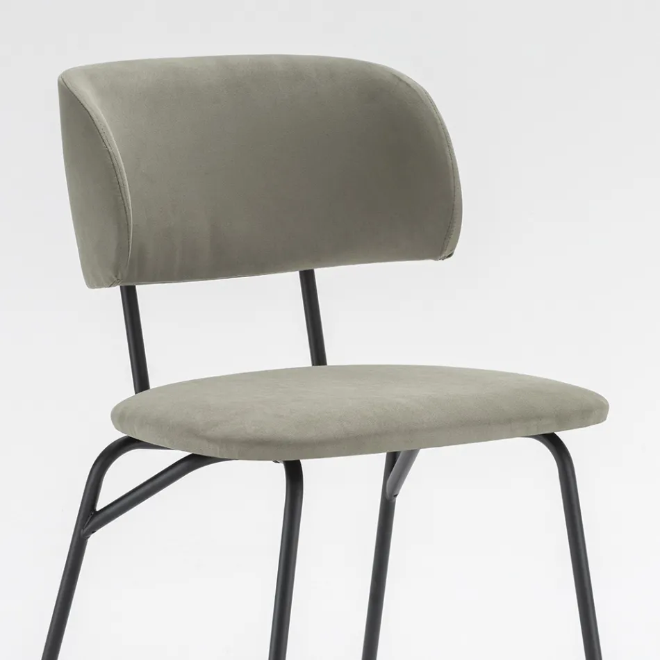 Kitchen Chair Upholstered in Microfiber Made in Italy, 2 Pieces - Rebecca Viadurini