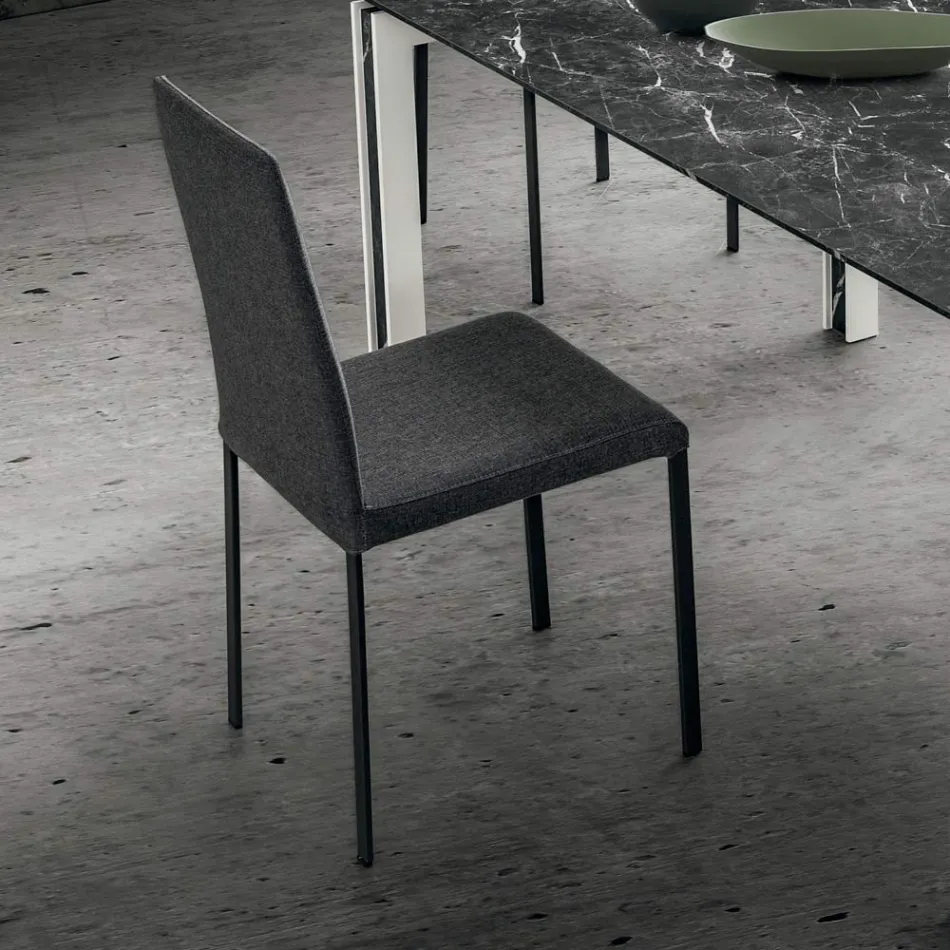 Fabric Upholstered Kitchen Chair Made in Italy, 2 Pieces - Mawi Viadurini