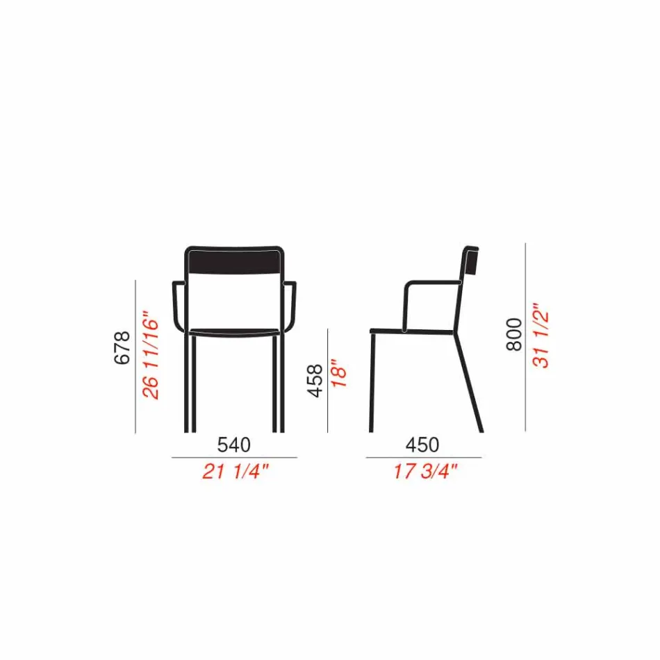 Outdoor Stackable Metal Chair Made in Italy, 4 Pieces - Xylia Viadurini