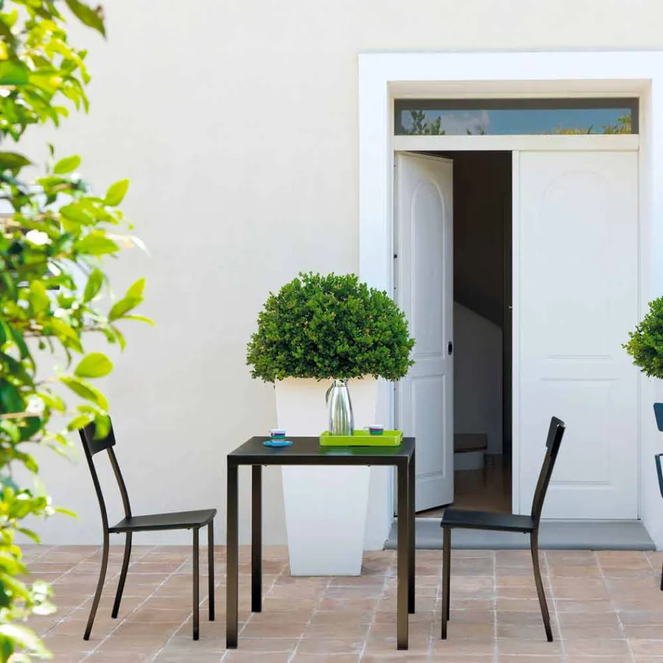 Stackable Outdoor Chair in Painted Metal Made in Italy, 4 Pieces - Tulle Viadurini