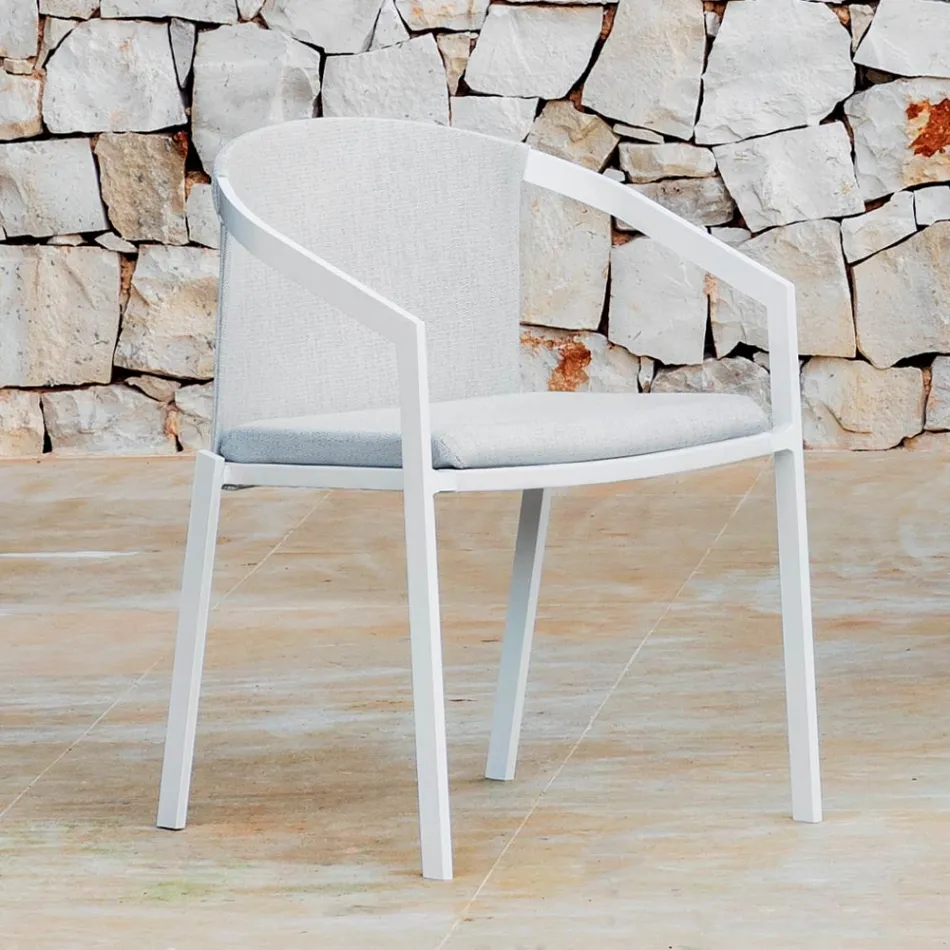 Outdoor Aluminum Chair with or Without Cushion, High Quality, 4 pcs - Filomena Viadurini