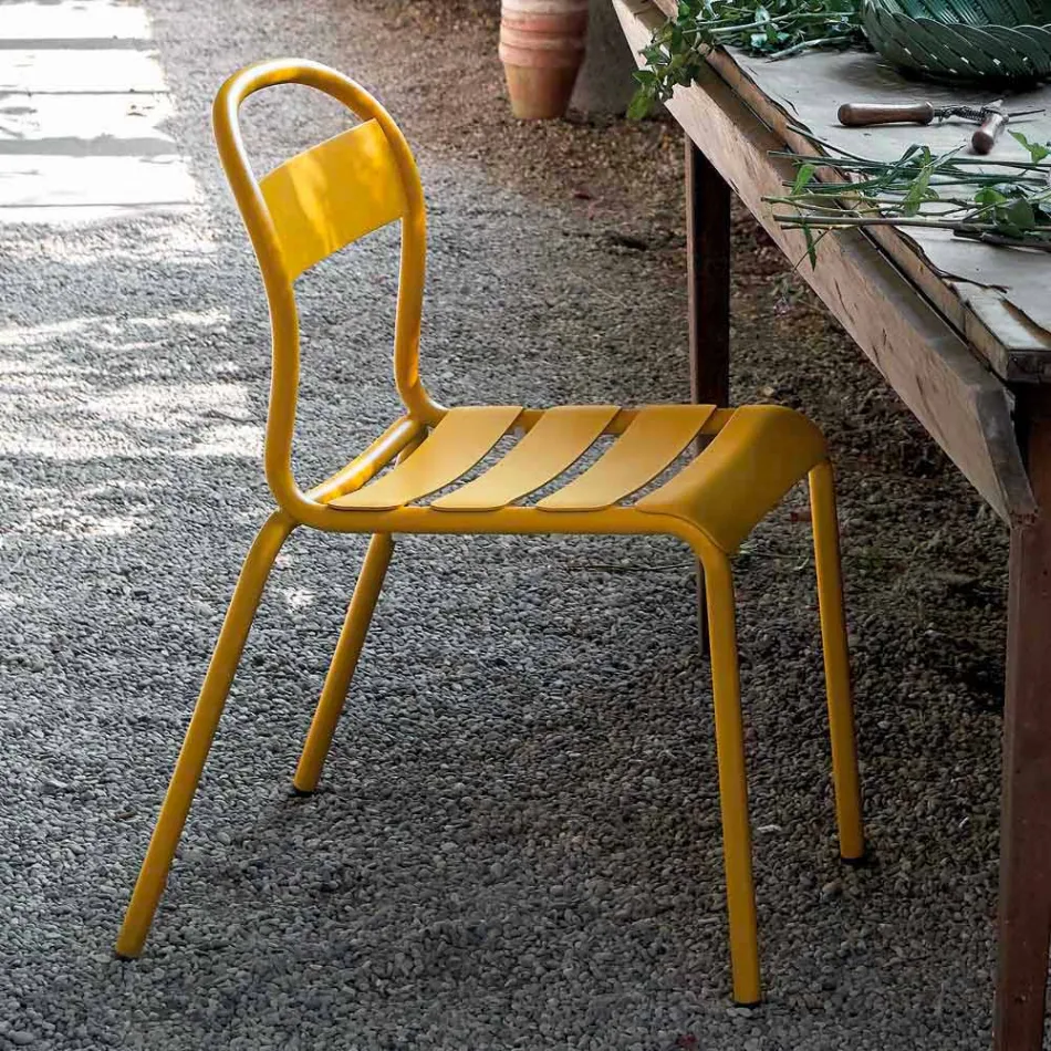 Outdoor Stackable Aluminum Chair Made in Italy, 4 Pieces - Ulyssa Viadurini