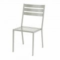 Outdoor Chair in Pearl White Painted Iron Made in Italy 4 Pieces - Bernie
