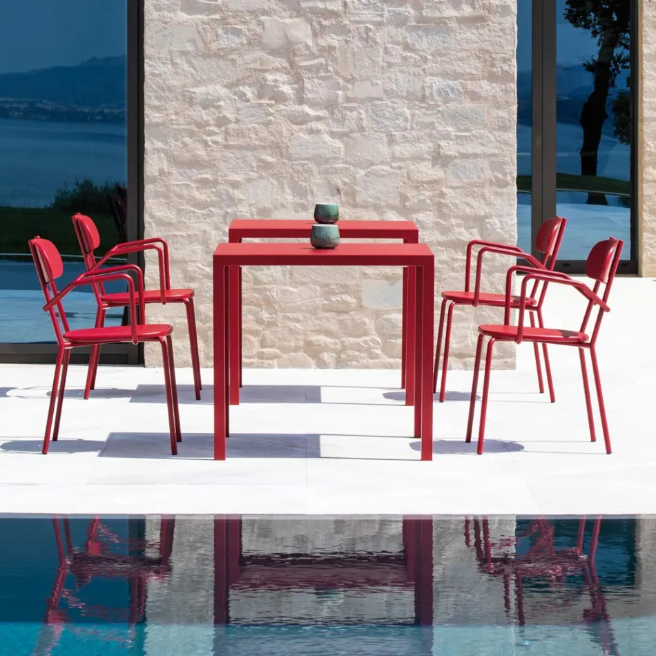 Outdoor Metal Chair with Armrests Made in Italy 4 Pieces - Pixie Viadurini