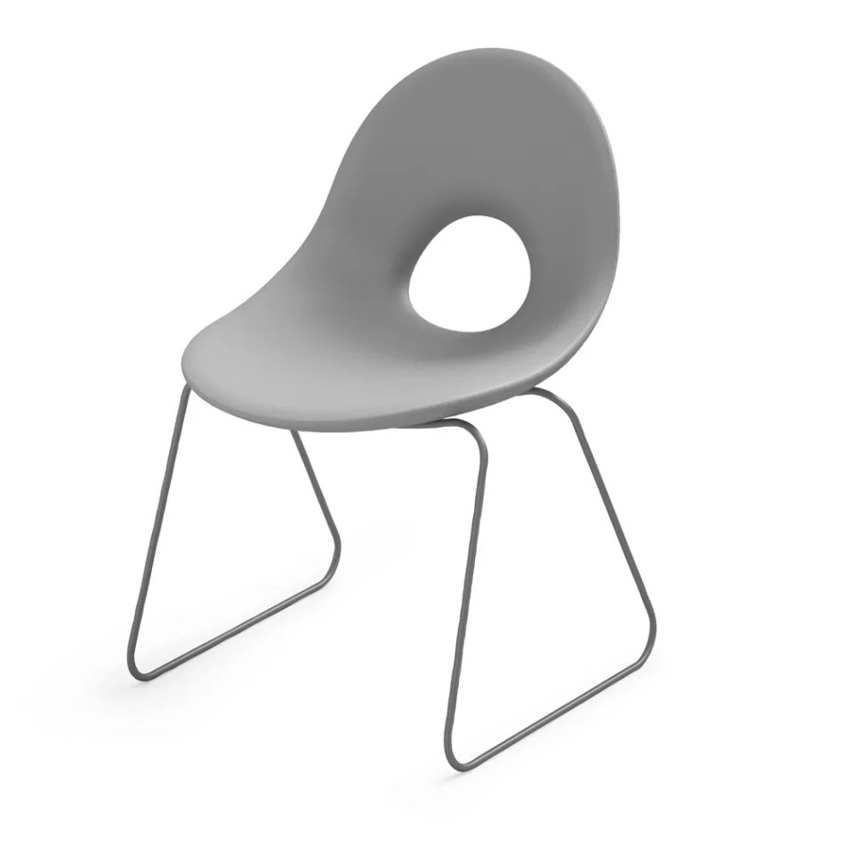 Outdoor Chair in Polyethylene and Iron Base Made in Italy 2 pieces - Ashley Viadurini