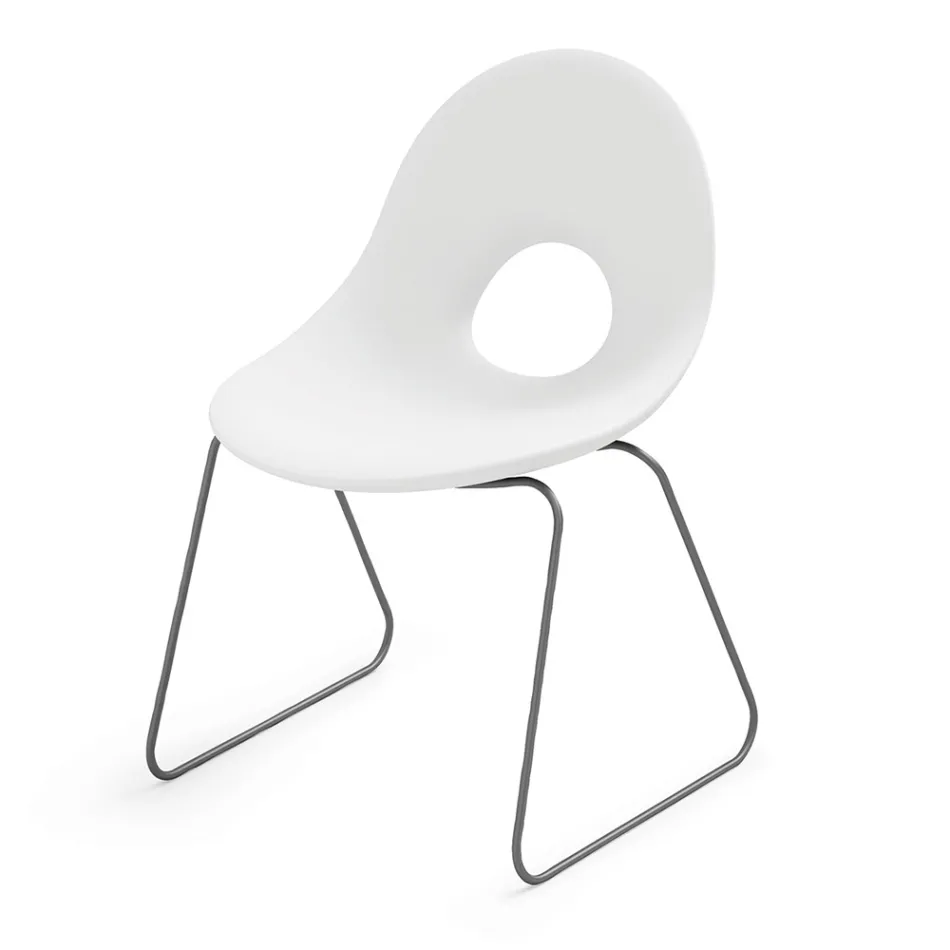 Outdoor Chair in Polyethylene and Iron Base Made in Italy 2 pieces - Ashley Viadurini