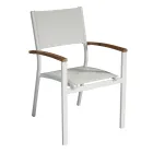 Stackable Garden Chair in White Aluminum with Armrests - Lyonel Viadurini