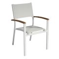 Stackable Garden Chair in White Aluminum with Armrests - Lyonel