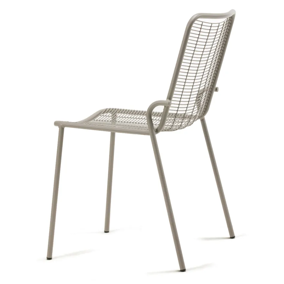 Stackable Garden Chair in Galvanized Metal Made in Italy 4 Pieces - Vikas Viadurini