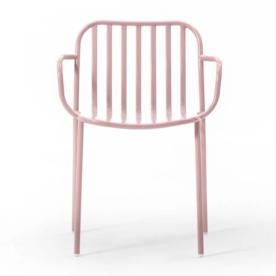 Metal Garden Chair with Armrests Made in Italy 2 Pieces - Simply Viadurini