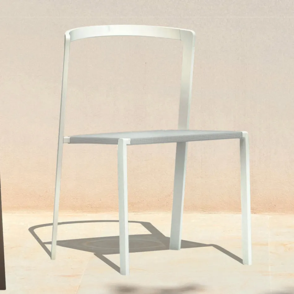 Garden Chair in Textilene and Aluminum Base Made in Italy - Milanka Viadurini