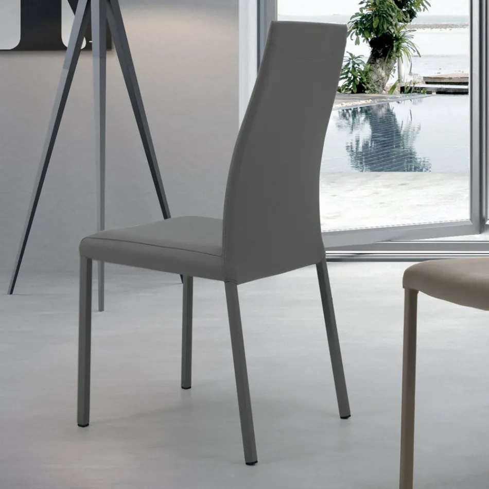 Indoor Chair with Structure and Seat in Coated Steel Made in Italy - Padua Viadurini