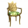 Upholstered modern dining chair Daniel gold finish made in Italy