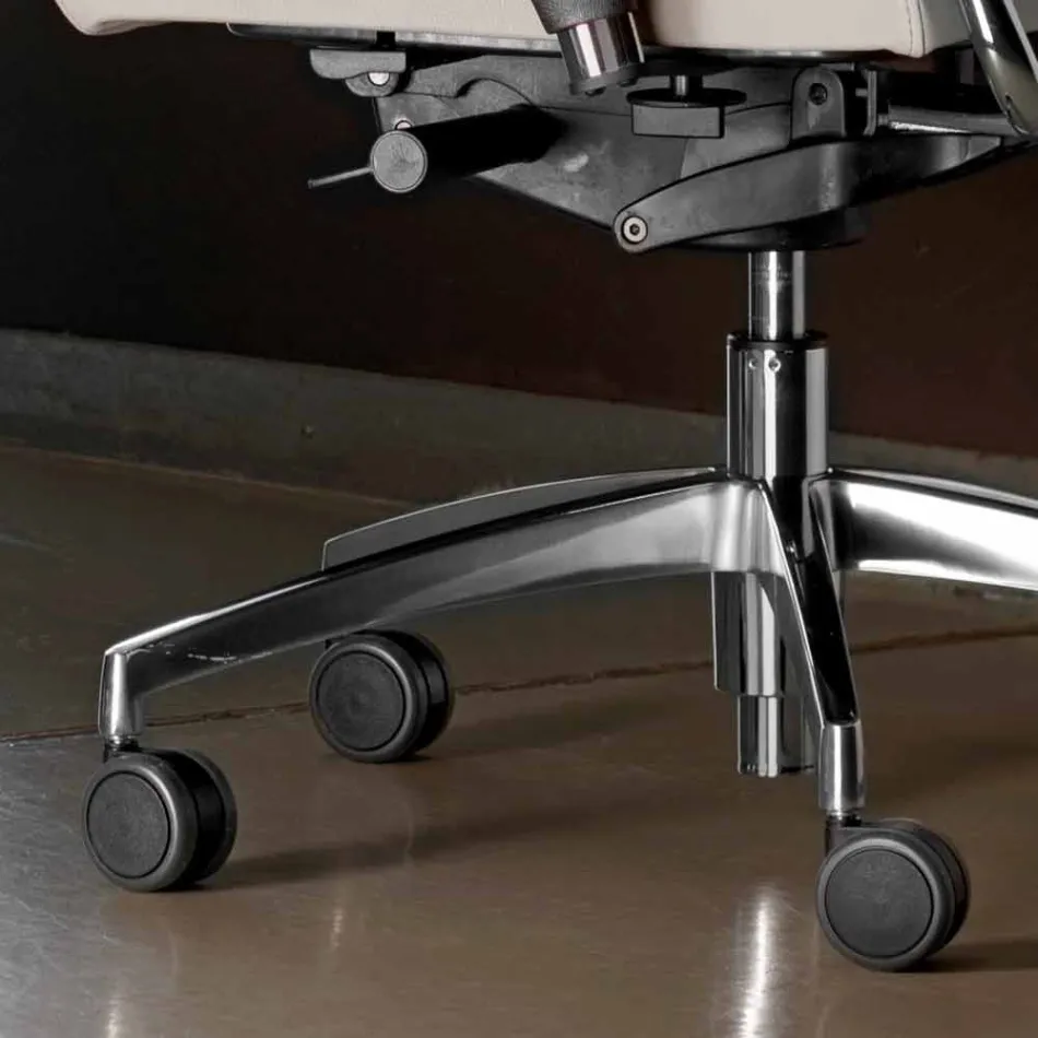 Ergonomic Swivel Office Desk Chair with Wheels and Armrests - Gimiglia Viadurini