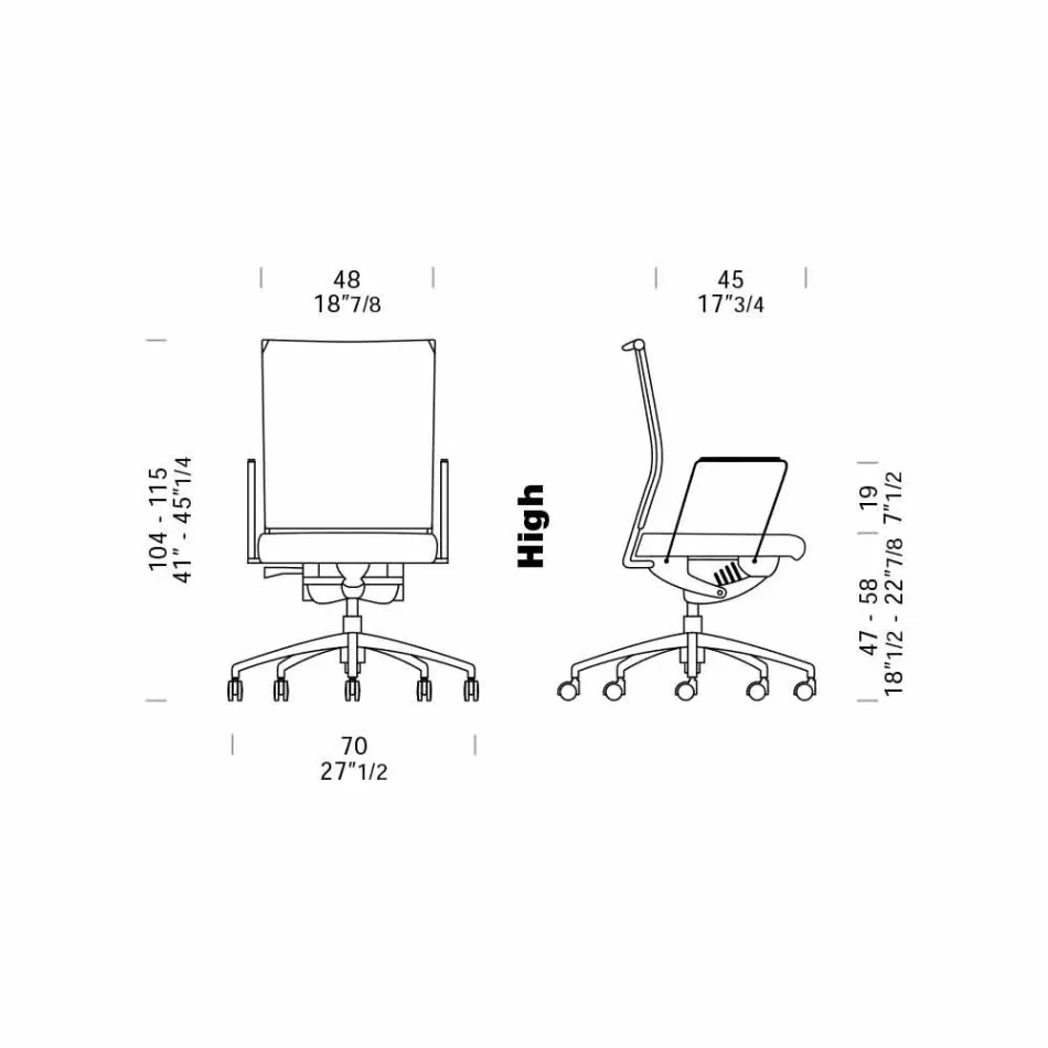 Ergonomic Swivel Office Desk Chair with Wheels and Armrests - Gimiglia Viadurini