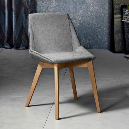Living room chair in fabric and modern wood made in Italy, Oriella Viadurini