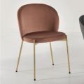 Living Room Chair in Upholstered Velvet and Golden Metal 4 Pieces - Assunta