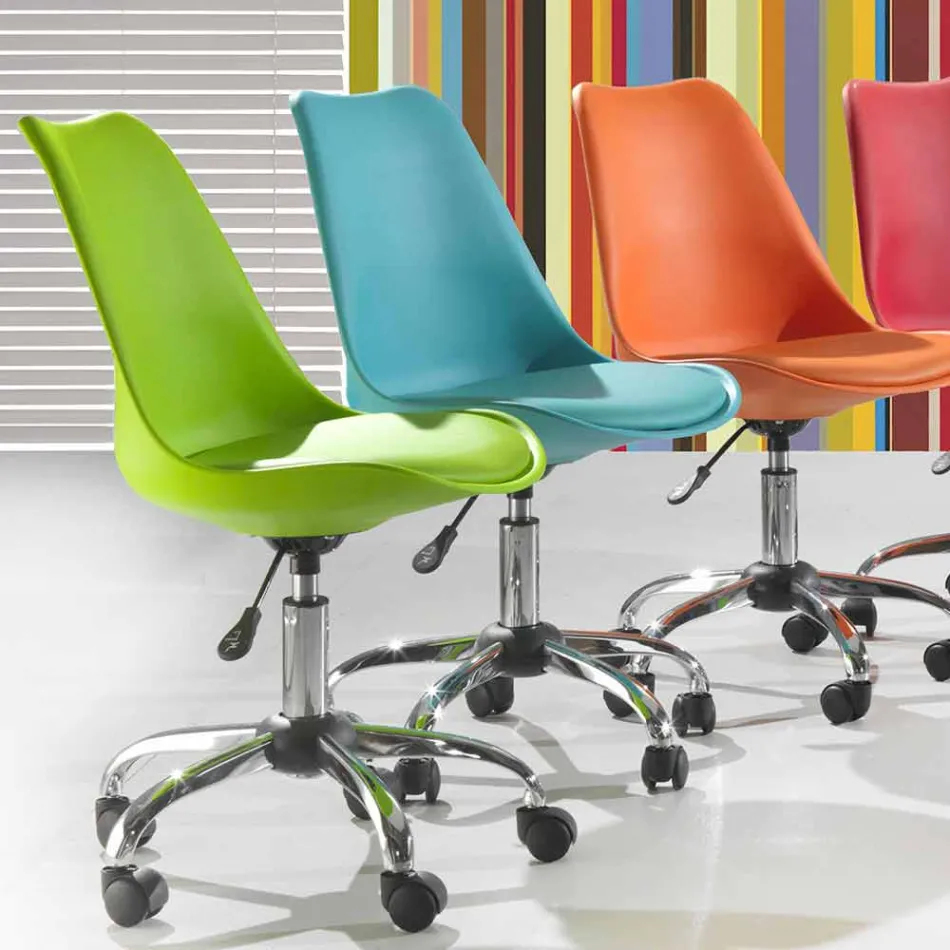 Office Chair with Gas Lift in Colored Polypropylene and Metal - Loredana Viadurini