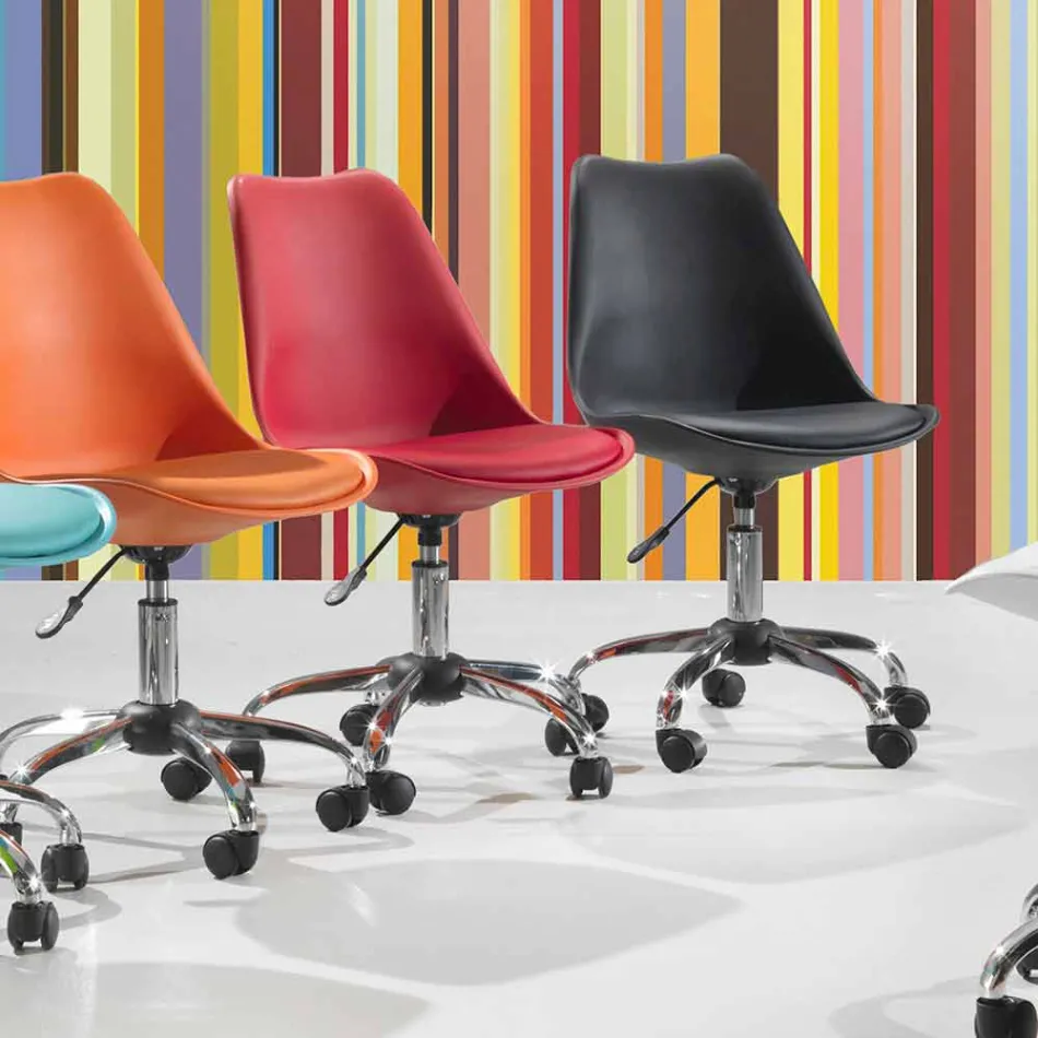 Office Chair with Gas Lift in Colored Polypropylene and Metal - Loredana Viadurini