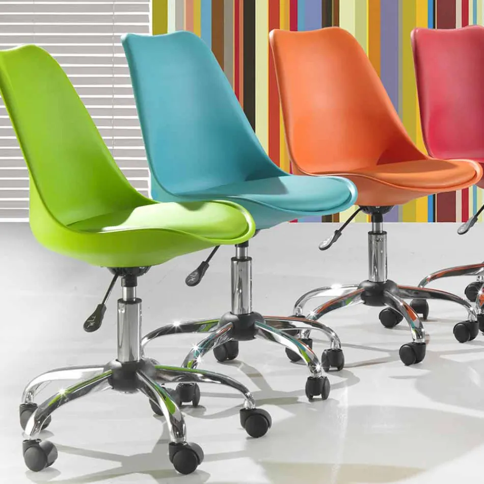 Office Chair with Gas Lift in Colored Polypropylene and Metal - Loredana Viadurini