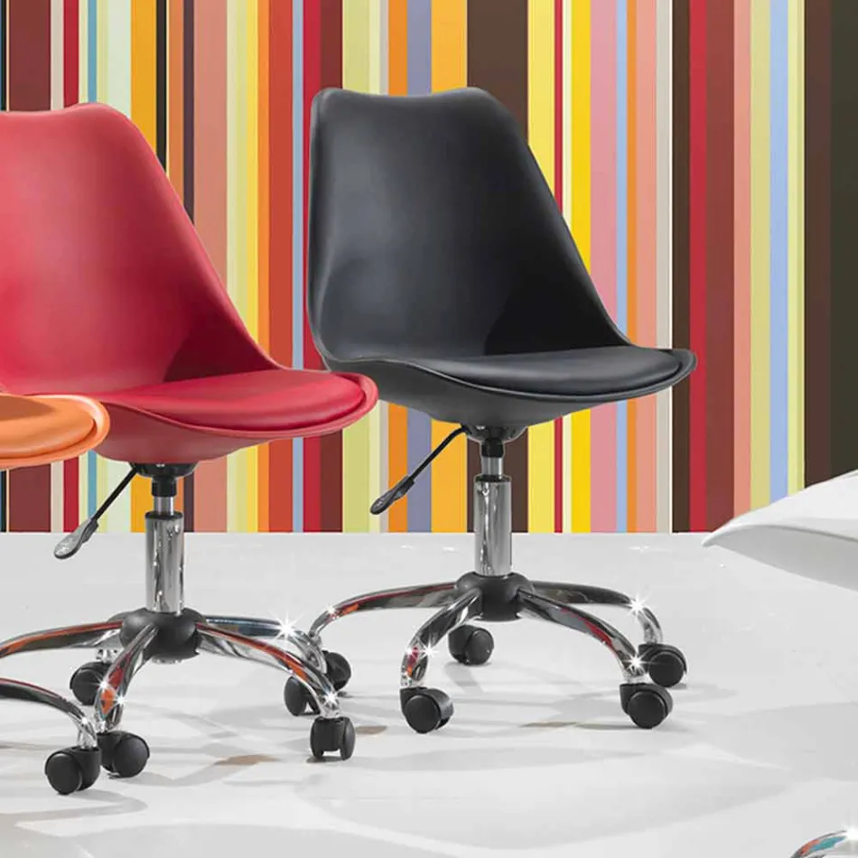 Office Chair with Gas Lift in Colored Polypropylene and Metal - Loredana Viadurini