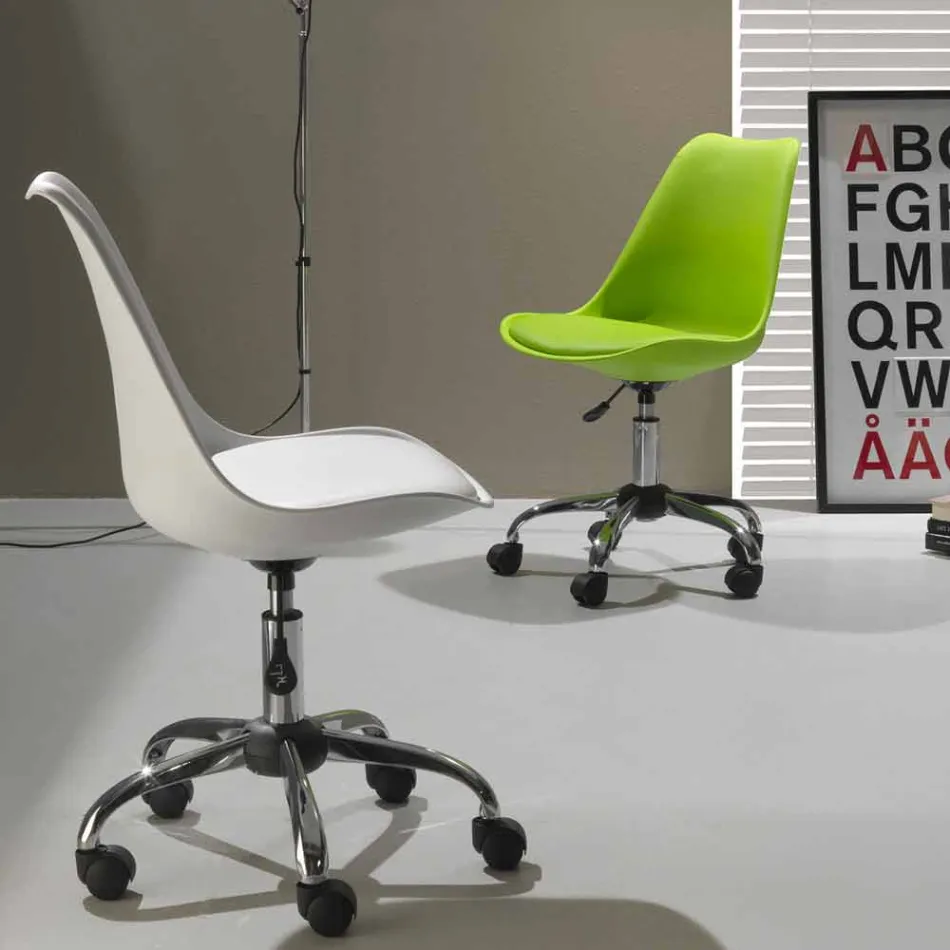 Office Chair with Gas Lift in Colored Polypropylene and Metal - Loredana Viadurini