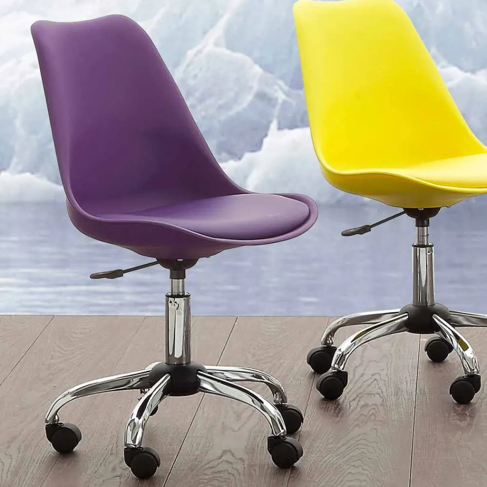 Office Chair with Gas Lift in Colored Polypropylene and Metal - Loredana Viadurini