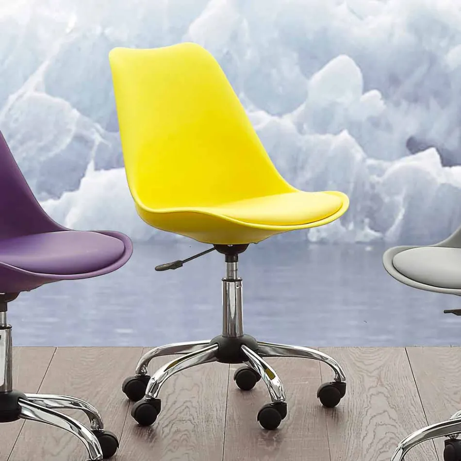 Office Chair with Gas Lift in Colored Polypropylene and Metal - Loredana Viadurini