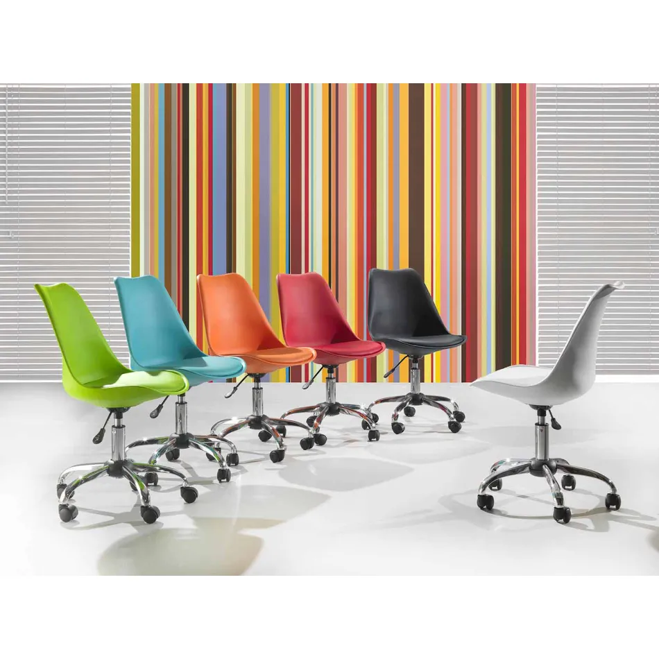 Office Chair with Gas Lift in Colored Polypropylene and Metal - Loredana Viadurini