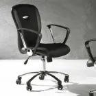 Office Chair with Swivel Wheels in Black and Metal Eco-leather - Amarilda Viadurini