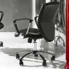 Office Chair with Swivel Wheels in Black and Metal Eco-leather - Amarilda Viadurini