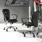 Office Chair with Swivel Wheels in Black and Metal Eco-leather - Amarilda Viadurini