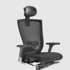Ergonomic Office Chair with Fabric and Faux Leather Wheels - Takeshi Viadurini