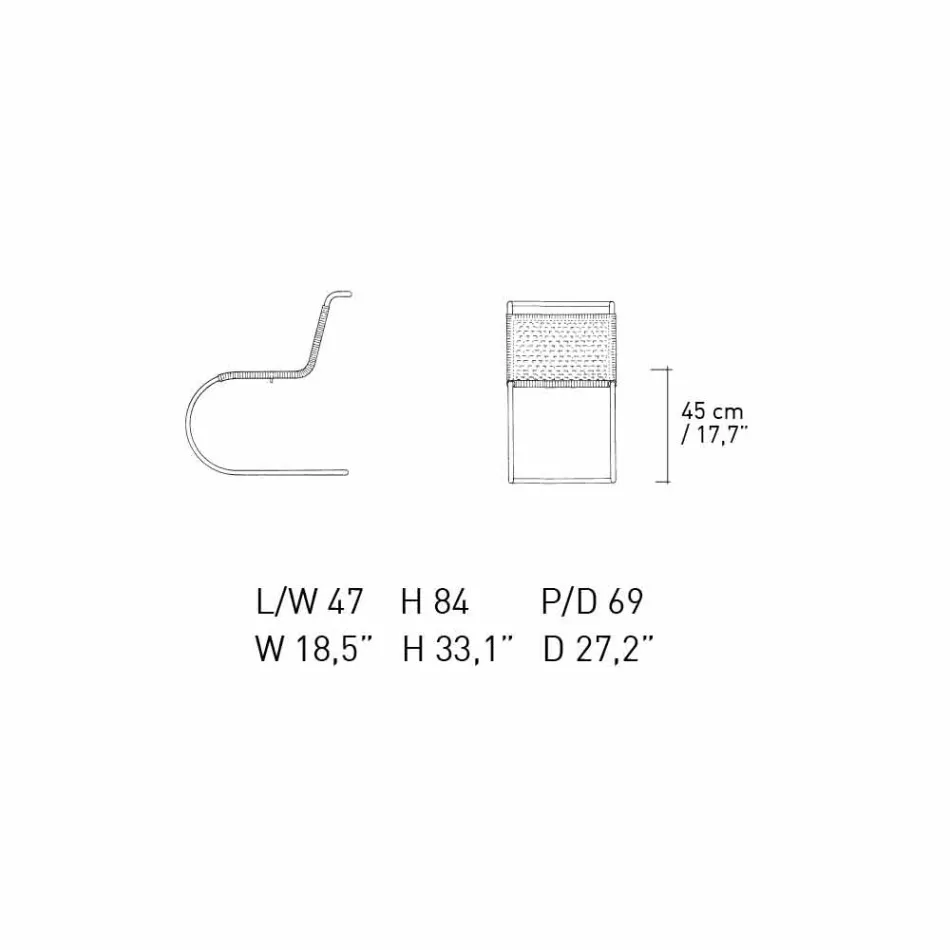 Office Chair in Natural Cane and Chromed Steel Made in Italy - Formentera Viadurini